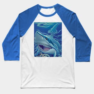 Deep Blue Sea Monster Baseball T-Shirt